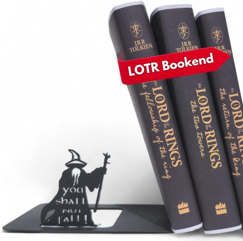 Renovatio Black Metal Bookend – Sturdy, Non-Slip Minimalist Bookends with Non-Skid Base for Shelves – Unique Geeky Decor for Home, Office & Kids Room – LOTR - Image 1